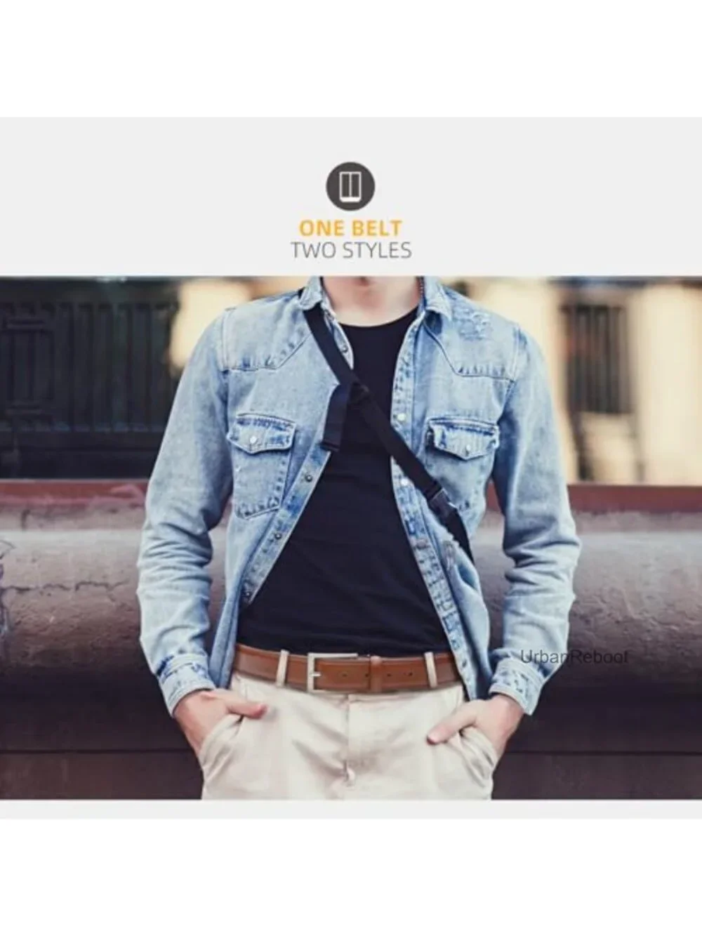 Leather Men's Dress Belt Casual Belt Single Prong Buckle
